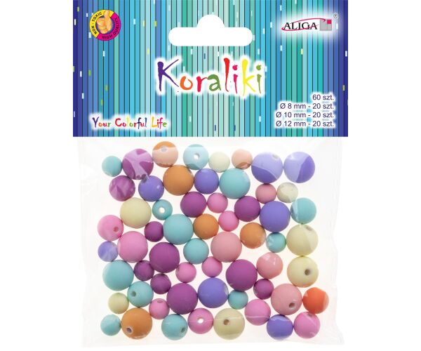 Korálky silikonové mix 60 ks pastelové
