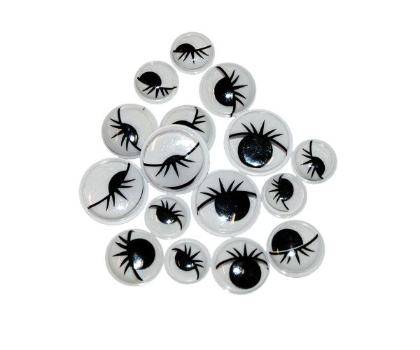 Samolepící oči s řasami mix velikosti 16 ks