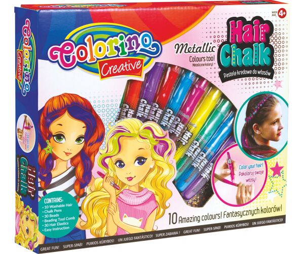 Colorino Křídy na vlasy 10 barev metalické