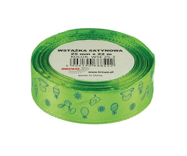 Velikonoční atlasová stuha 12 mm zelená - 02