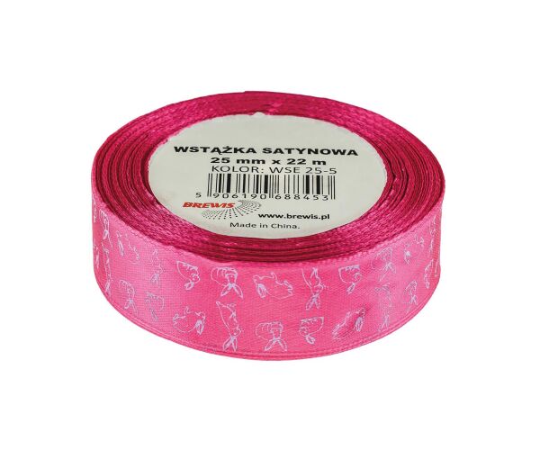 Velikonoční atlasová stuha 25 mm růžová - 05