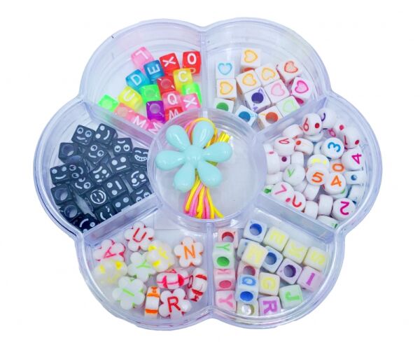 Korálky plastové sada - barevný mix Květina