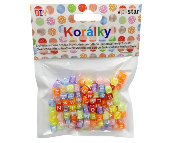 Barevné korálky s abecedou k navlékání 25g