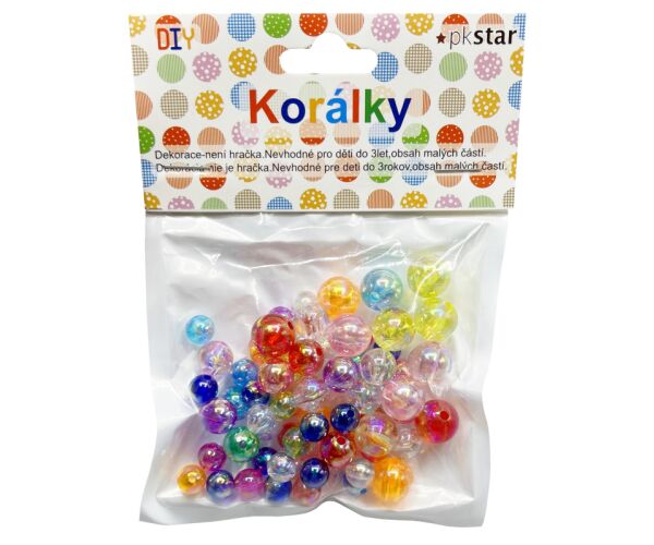 Korálky plastové barevný 8, 10, 12 mm 31g