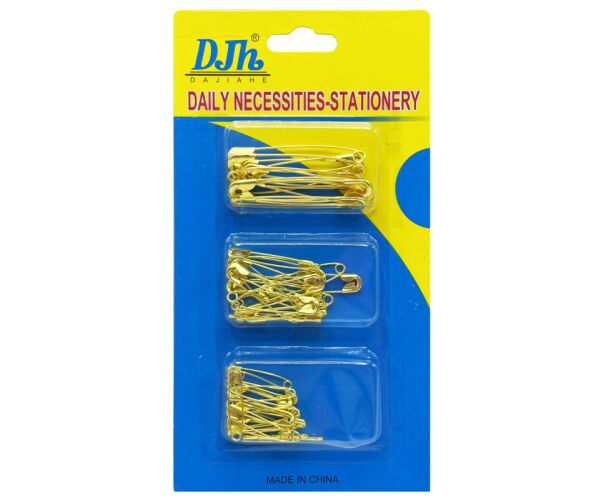 Zavírací špendlíky 3 velikosti 50 ks zlaté