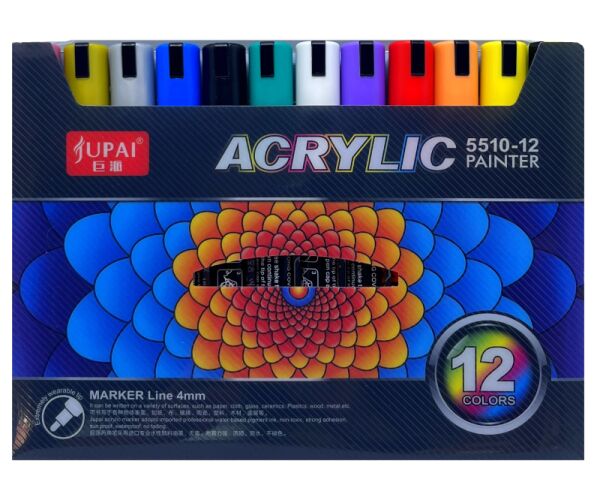 Akrylové popisovače 4 mm 12 barev