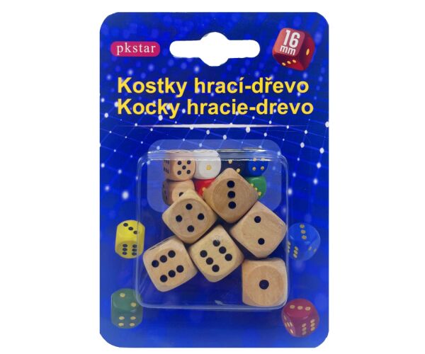 Hrací kostky dřevěné 1,6 cm 6 ks