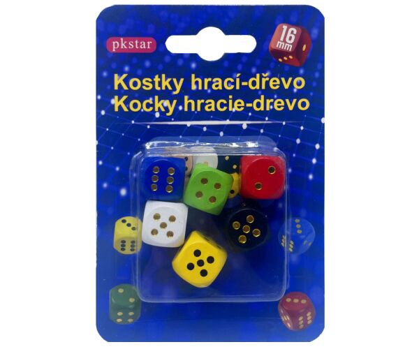 Hrací kostky dřevěné 1,6 cm 6 ks