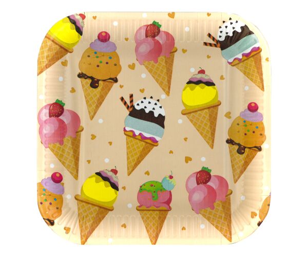 Papírový talíř hranatý Ice Cream
