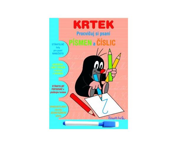 Stíratelný sešit - Procvičuj si psaní písmen a číslic - Krtek 1