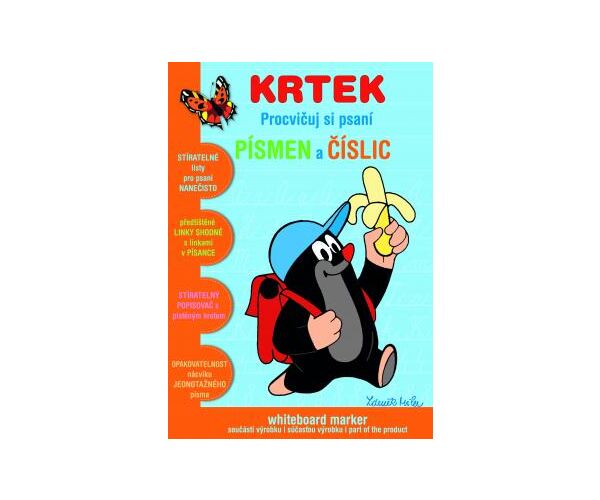 Stíratelný sešit - Procvičuj si psaní písmen a číslic - Krtek 2