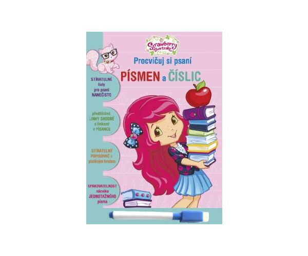 Stíratelný sešit - Procvičuj si psaní písmen a číslic - Strawberry