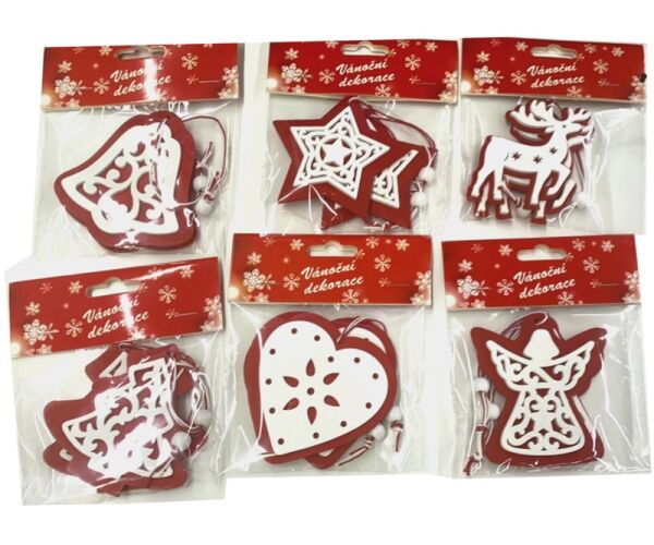 Vánoční dekorace k zavěšení ze dřeva 9 cm