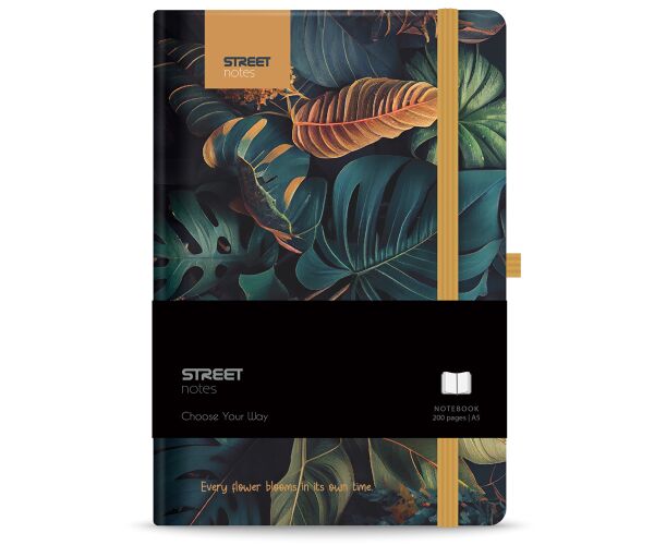 Blok  FLOWERS Garden A5 linka s gumou