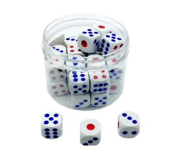 Hrací kostky 18 mm plastové bílé