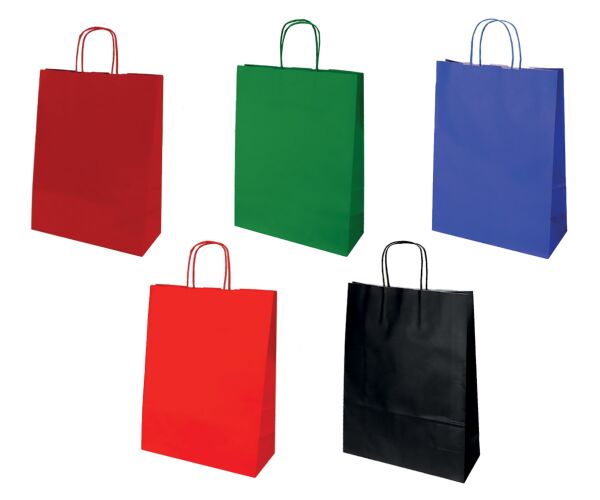 Papírová taška JOLLY střední mix 5 bárev tmavých / 5x5/