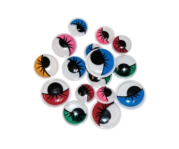 Samolepící oči barevné s řasami mix velikosti