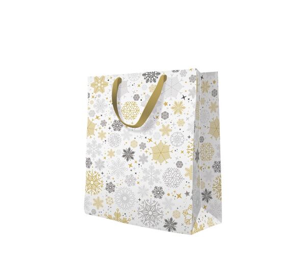 Vánoční papírová taška Paw Metallic Snowflakes střední