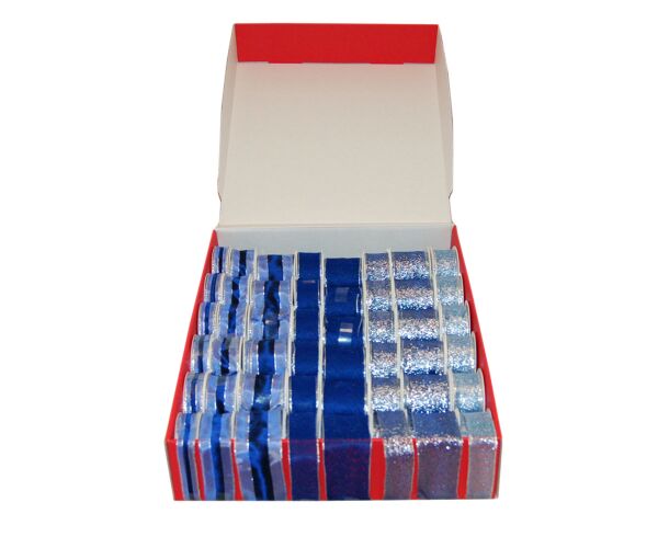 Dekorační stuhy s drátkem - modré 42 ks