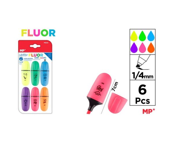 Zvýrazňovač 6 barev na blistru FLUO
