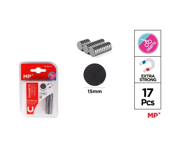 Magnety extra silné 15 mm 17 ks na blistru