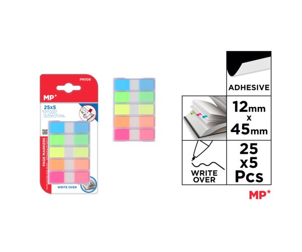 Barevné samolepící záložky 5 x 25 ks