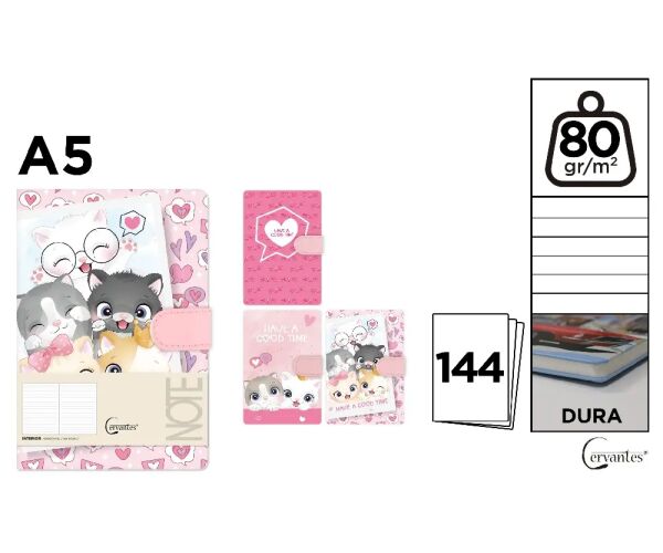 Notes A5 s magnetickým zavíráním 80g / m2 Kočky