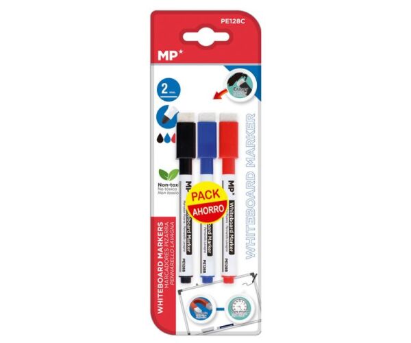 Popisovač na tabulku s houbičkou 3 ks mix bárev na blistru