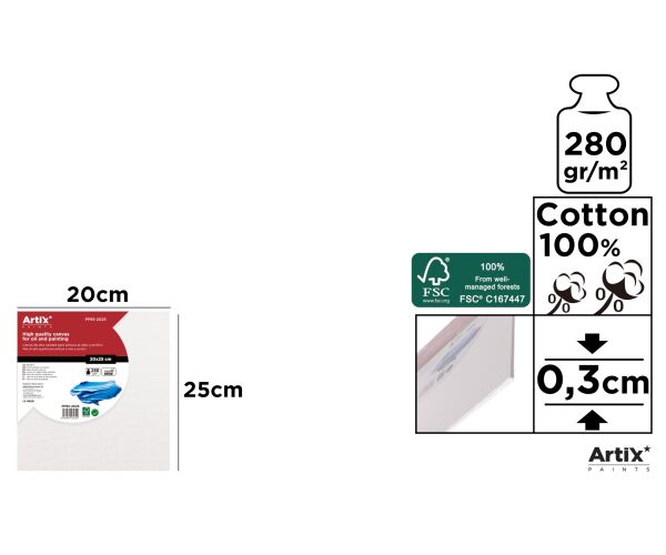 Malířské plátno 0,3 cm 20 x 25 cm