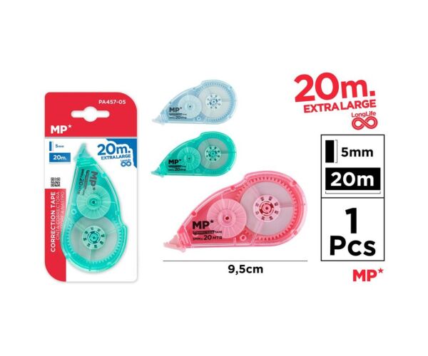 Korekční páska 5 mm 20 m na blistru pastelová