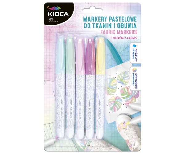 Fixy na textil a obuv 5 barev pastel KIDEA