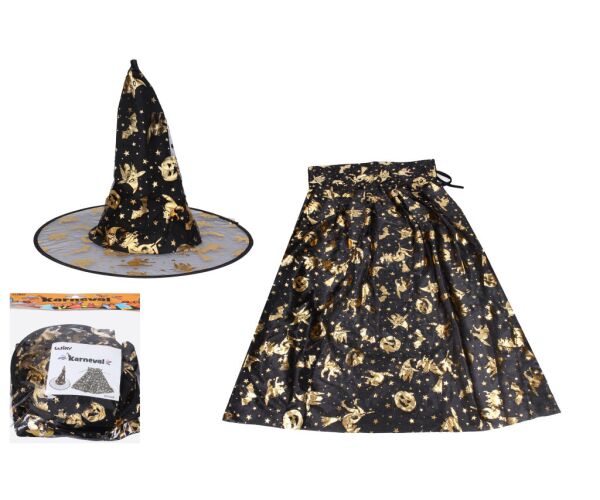 Set karneval - Čarodějnický klobouk a plášť