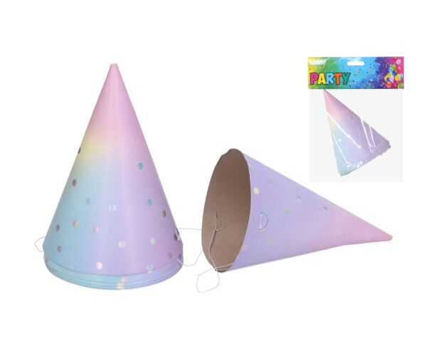 Párty čepička / klobouček PASTEL 6 ks