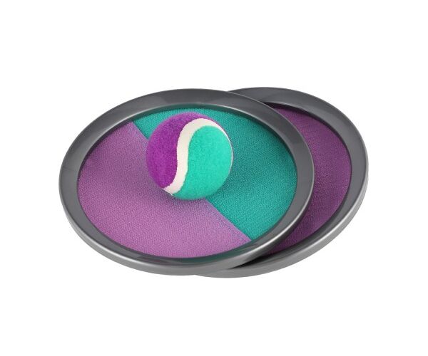 Lambáda/Catch ball hra s míčkem na suchý zip 19 cm zeleno-fialová v síťce