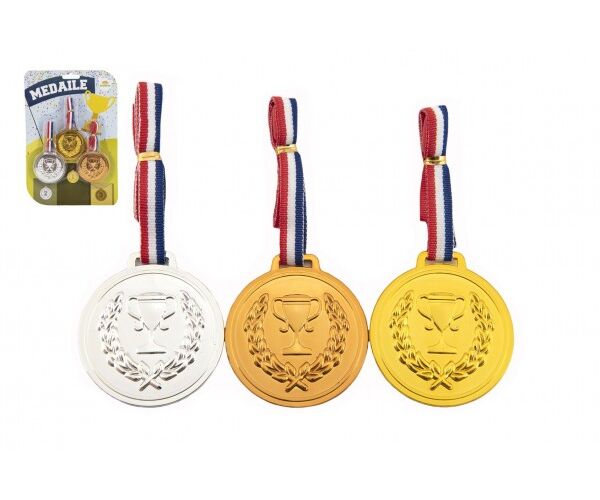 Medaile se šňůrkou 3  ks na blistru