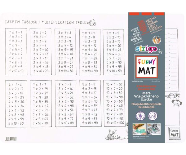 Podložka na kreslení FUNNY MAT - Násobilka + pastelky zdarma