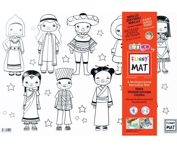 Podložka na kreslení FUNNY MAT - Děti světa + pastelky zdarma