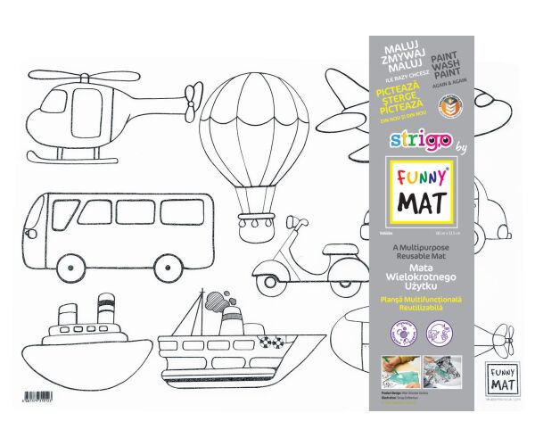 Podložka na kreslení FUNNY MAT - Dopravní prostředky + pastelky zdarma