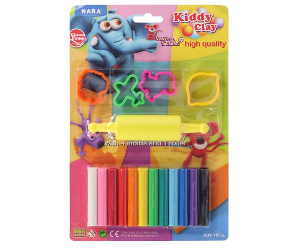 Plastelína / modelína NARA sada 12 barev s tvořítky