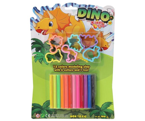 Plastelína / modelína NARA sada 12 barev s tvořítky - DINO