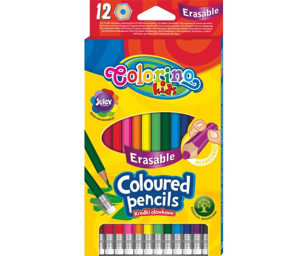 Colorino pastelky hexagonalní s gumou 12 barev