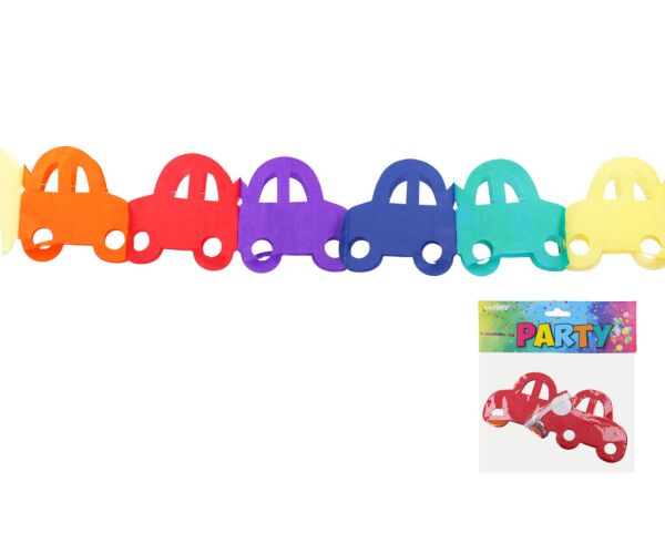Girlanda papírová barevná 3 m - Auto