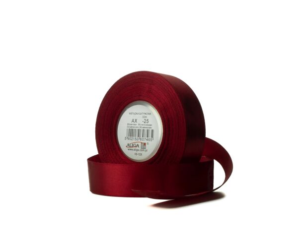 Atlasová stuha 25 mm tmavě červená - 25
