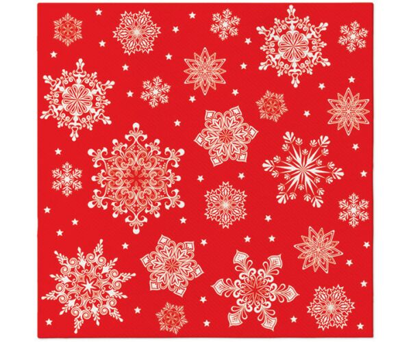 Papírový ubrousek Airlaid Snowflakes red