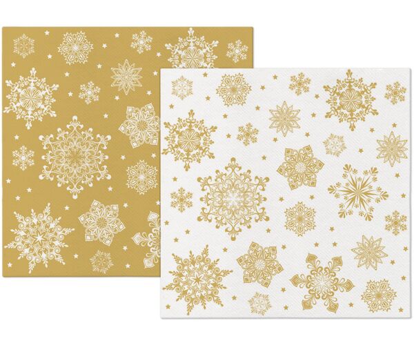 Papírový ubrousek Airlaid Snowflakes gold-white