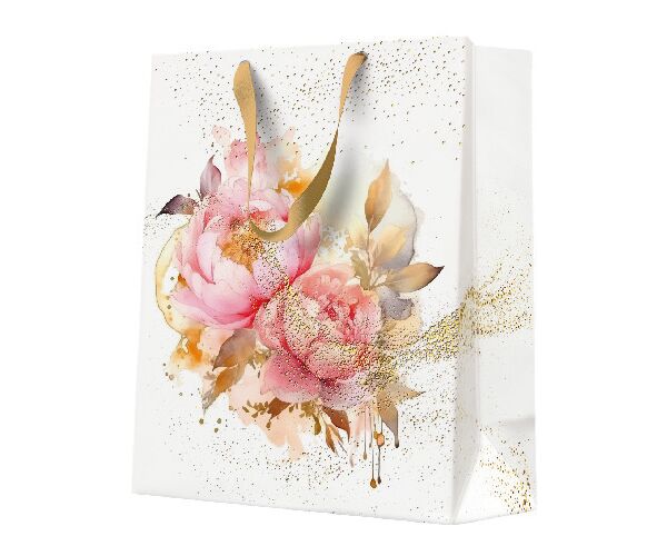 Papírová taška PAW střední Artistic Peony Seamless