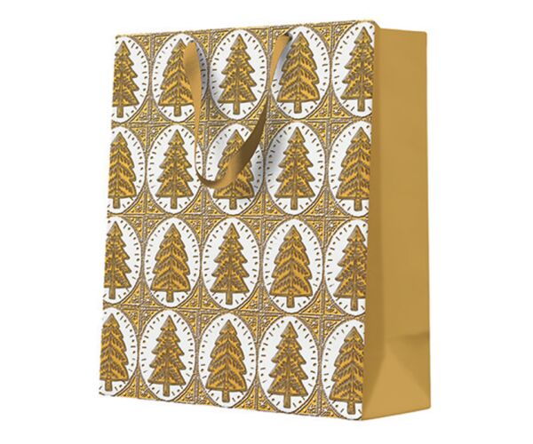 Vánoční papírová taška Paw Premium Pattern Christmas Trees střední