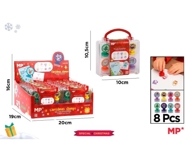 Razítka 25 mm Vánoční 8 ks v krabičce