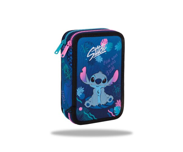 Penál 2 zipy Jumper Stitch blue - vybavený