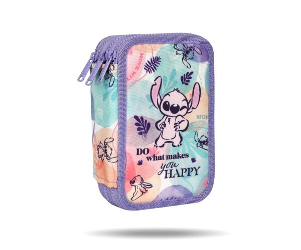 Penál 3 zipy Jumper Stitch pastel - vybavený